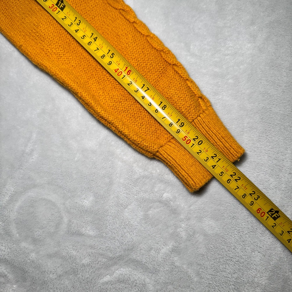 Banana Republic Mustard Yellow Cable Knit Crew Neck Sweater Women's Medium EUC - Picture 6 of 10